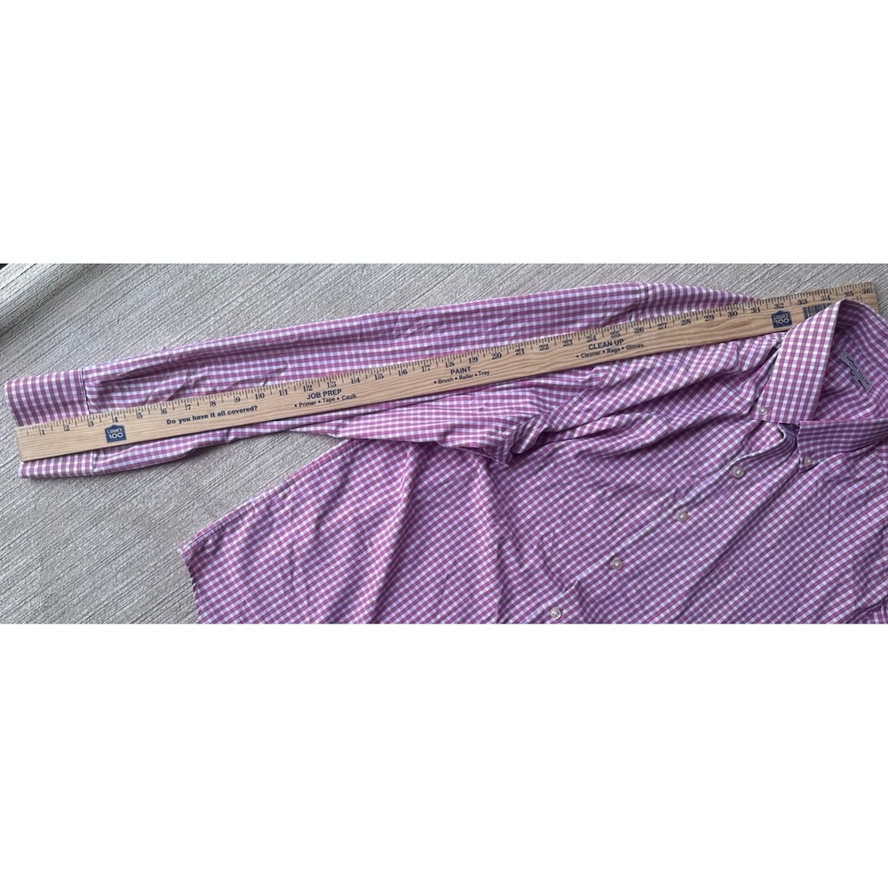 Peter Millar Dress Shirt Mens L Pink Check Button Down Crown Finish Cotton - Picture 7 of 12
